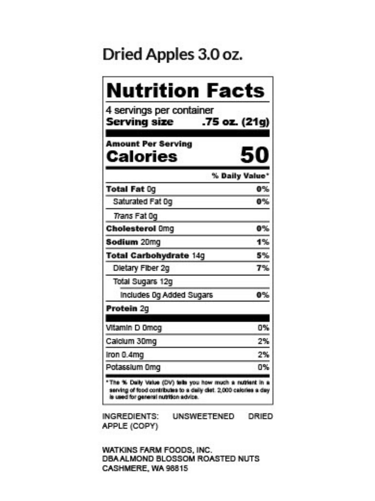 Premium Dried Apples, Dried Fruit from Almond Blossom Roasted Nuts & Watkins Farm Foods
