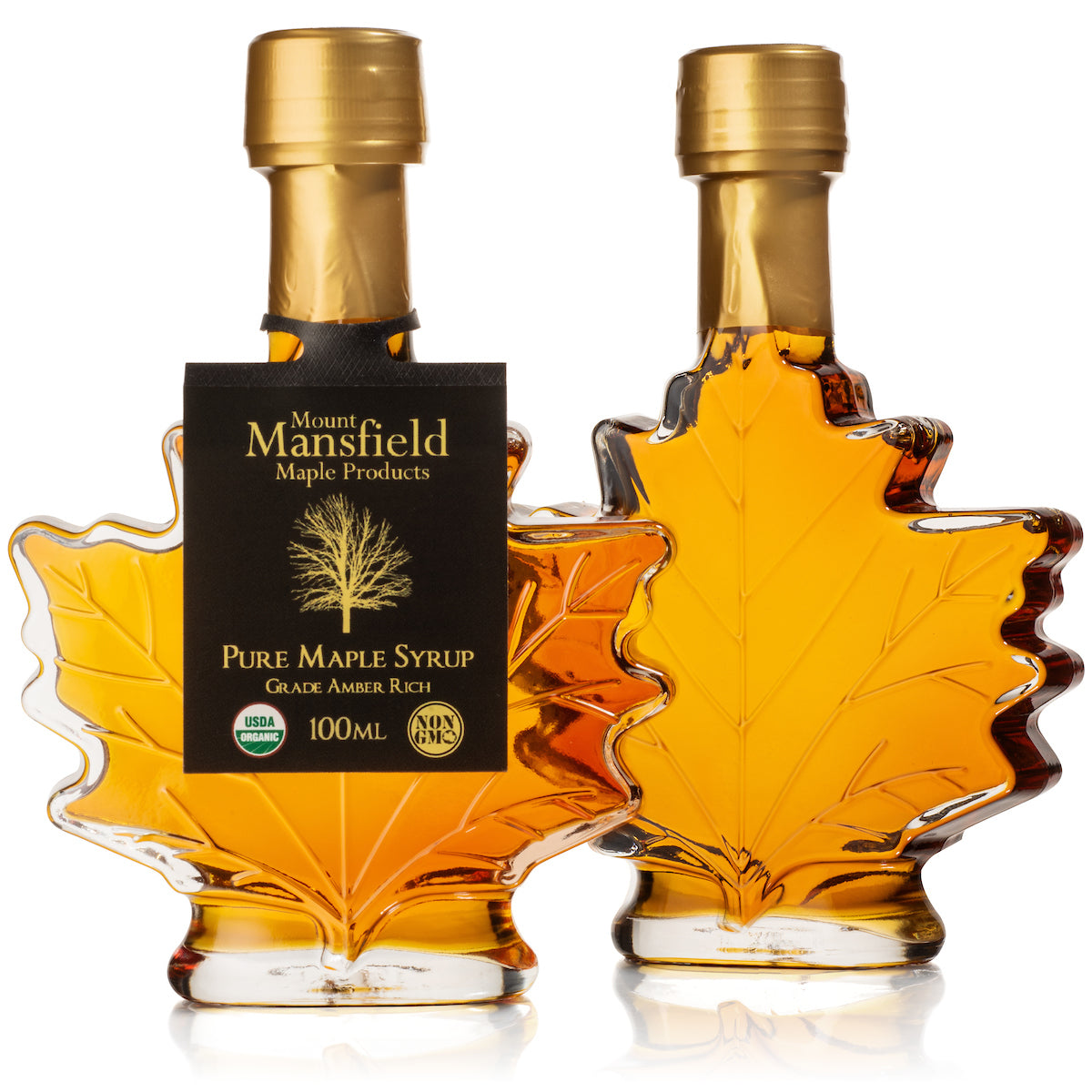 100ml Vermont Maple Leaf Favor Bottle of Organic Pure Vermont Maple Syrup by Mount Mansfield Maple Products