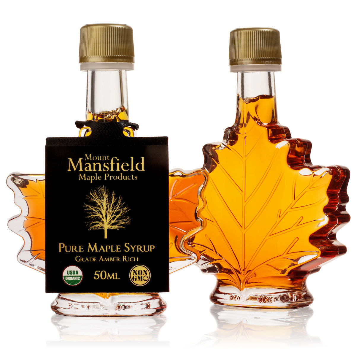50ml Vermont Maple Leaf Favor Bottle of Organic Pure Vermont Maple Syrup by Mount Mansfield Maple Products