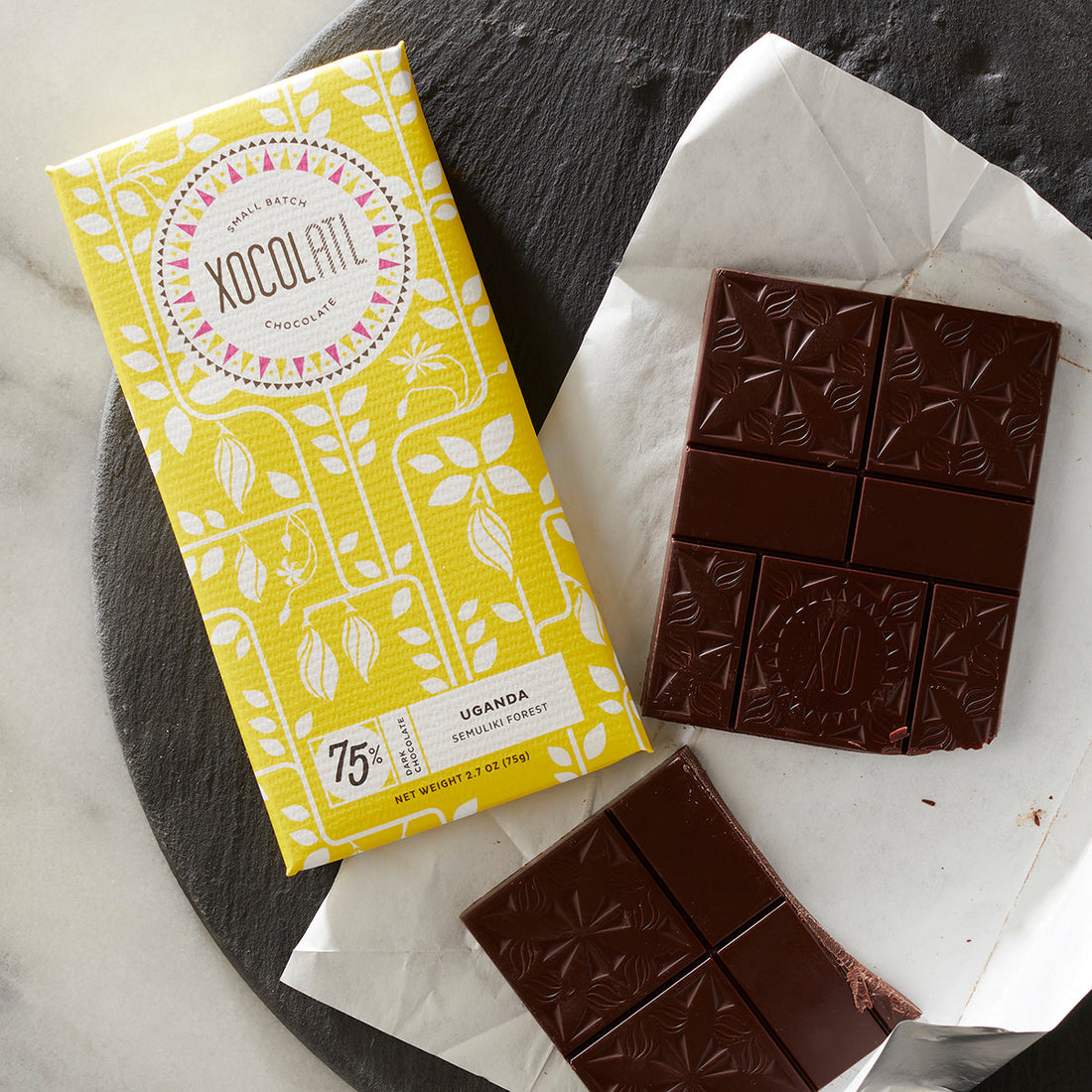 A single-origin dark chocolate bar from a small-batch US maker