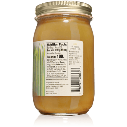 Brown Butter Organic Grass Fed Ghee, Dairy from Spring Sunrise Natural Foods
