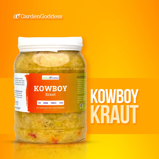 Organic Raw Fermented Sauerkraut with Live Probiotics - 100% Vegan, 64 oz, Pickled & Fermented from Garden Goddess