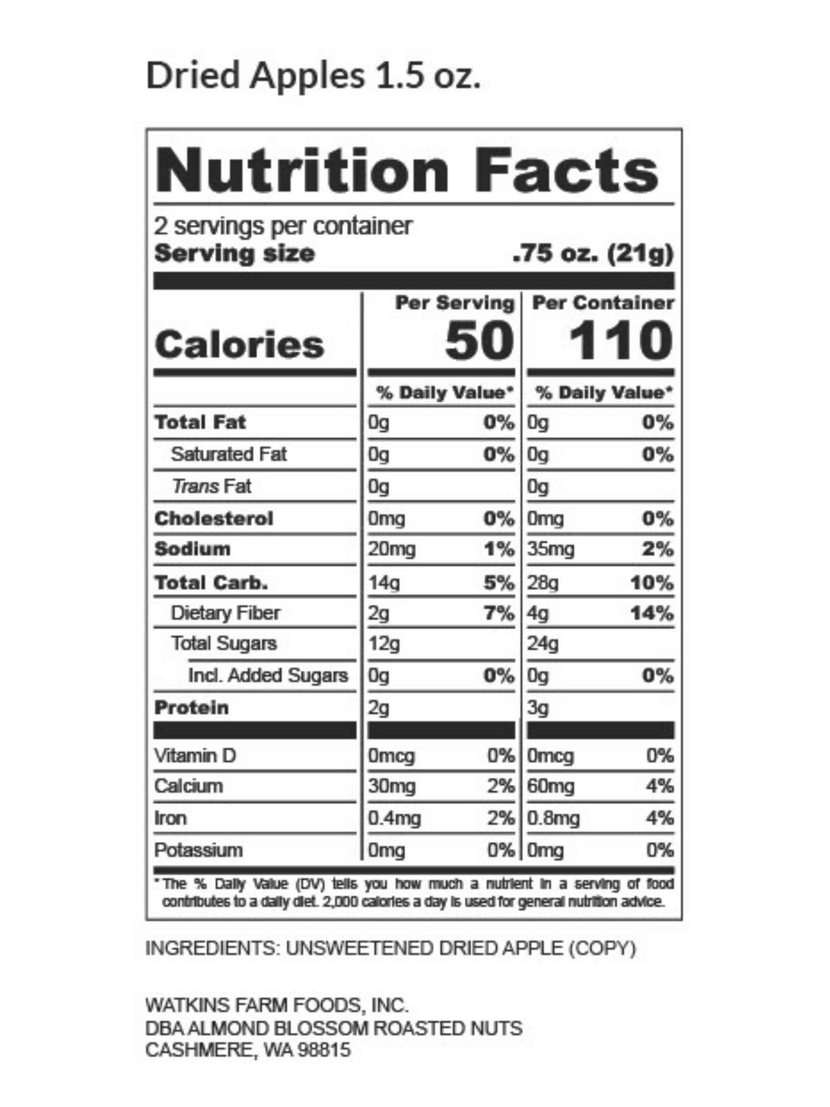 Premium Dried Apples, Dried Fruit from Almond Blossom Roasted Nuts & Watkins Farm Foods