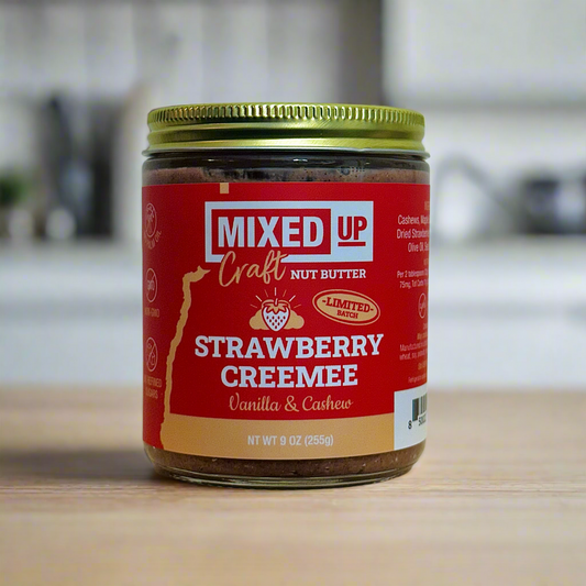 (LIMITED) "Strawberry Creemee" - Vanilla Cashew Butter - 9 oz Glass Jar