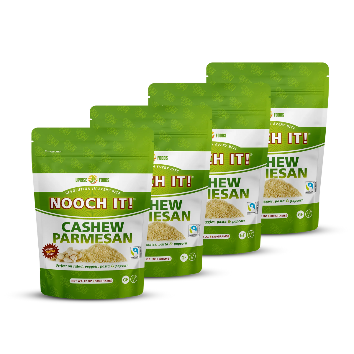 NOOCH IT! Vegan Cashew Parmesan – 12oz (4-Pack) | Dairy-Free Cheese Topping for Pasta, Popcorn, Meal Prep & More