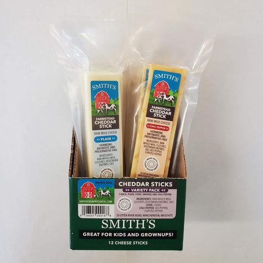 12-Count Variety Pack Cheddar Cheese Stick Box from Smith's Country Cheese