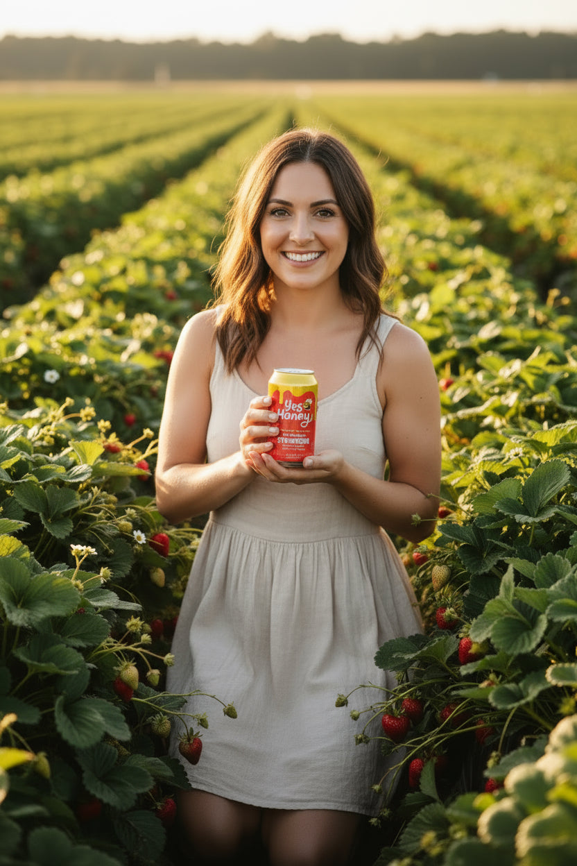 Sparkling Honey Sweetened Strawberry Soda Case, Beverage from Yes Honey