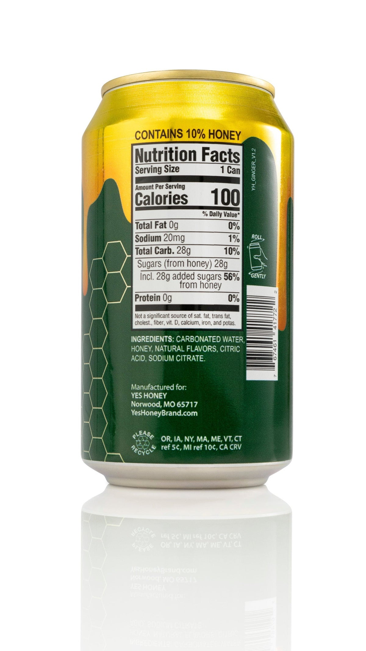 Sparkling Honey Sweetened Ginger Ale Soda Case, Beverage from Yes Honey