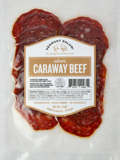 Caraway Beef Sliced Salami, Meat from Vermont Salumi