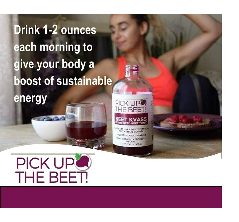 Organic Raw Beet Juice Kvass with Nutrients 2 oz Bottles, Beverage from Garden Goddess