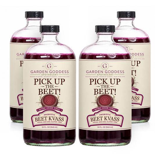 4-Pack Organic Probiotic Raw Beet Juice Kvass 32oz