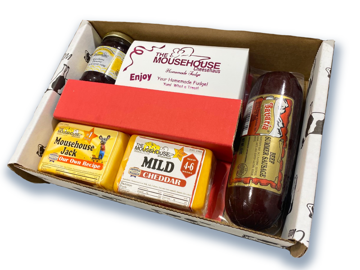 Wisconsin Cheese, Fudge, Jam & Sausage Gift Box 412