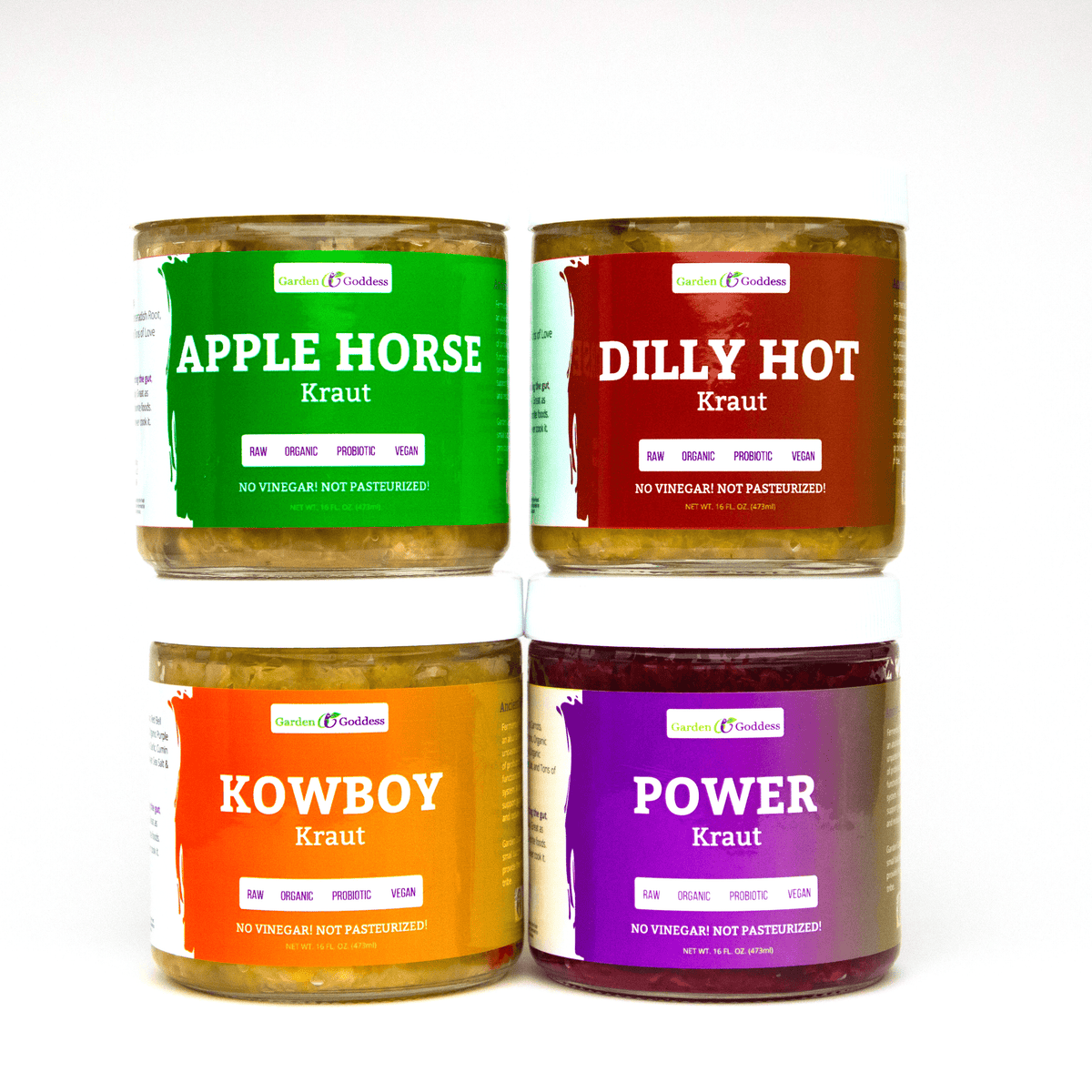 4 Krauts. Mix & Match. 16oz Jars, Pickled & Fermented from Garden Goddess