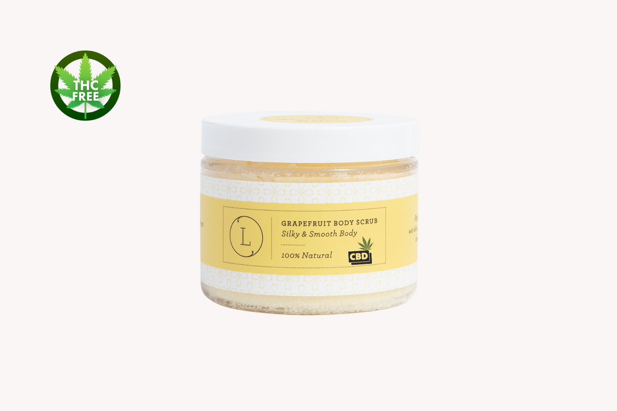 CBD Grapefruit Body Salt Scrub with CBD - Moisturizing and fresh (THC free), Health & Beauty from Lizush