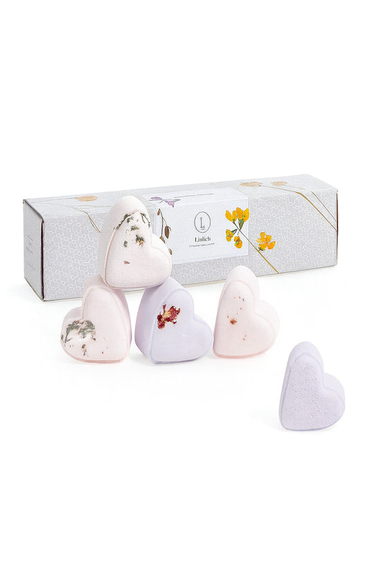 Valentine's Day best Bath Bombs Gift - Lavender  - a Set of 5 Heart Shaped Gift box, Gift Box from Lizush