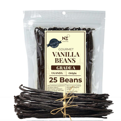 25 Premium Whole Ugandan Vanilla Beans Grade A - For making Vanilla Extract