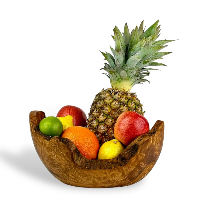 Medium Rustic Olive Wood Bowl (11"D x 4.5"H)