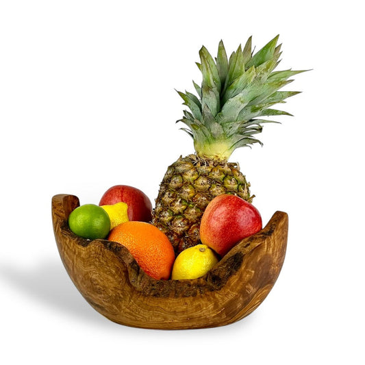 Medium Rustic Olive Wood Bowl (11"D x 4.5"H)