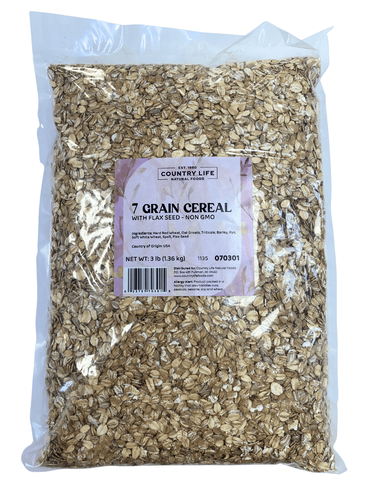 7-Grain Cereal w/ Flaxseed, Non GMO, Cereal & Granola from Country Life Natural Foods