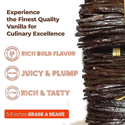 25 Premium Whole Ugandan Vanilla Beans Grade A - For making Vanilla Extract