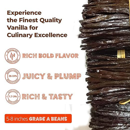 25 Premium Whole Ugandan Vanilla Beans Grade A - For making Vanilla Extract