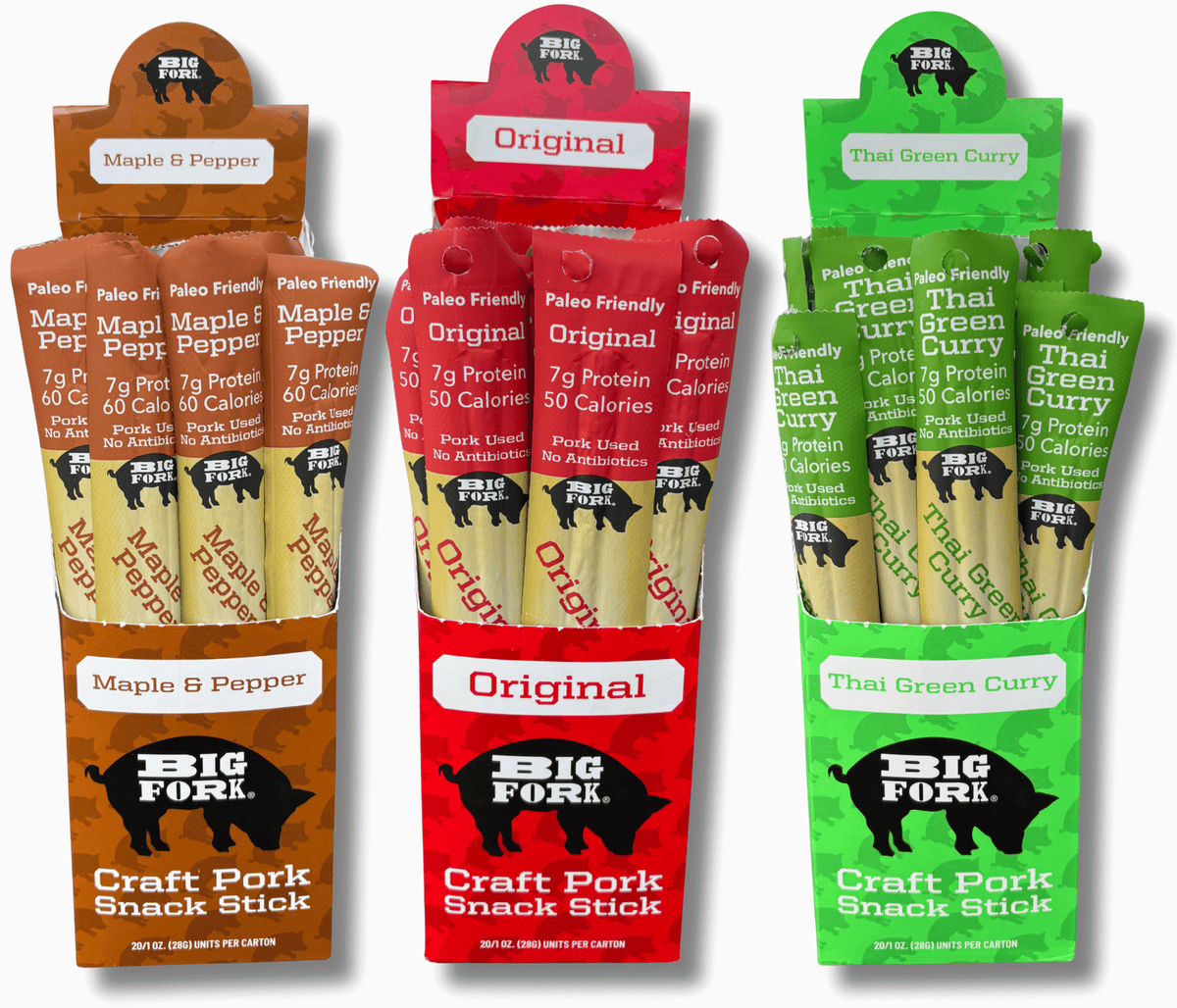 Craft Pork Snack Stick Collection (60 Sticks Total) by Big Fork Brands
