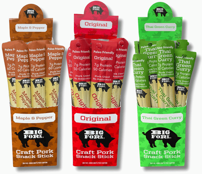Craft Pork Snack Stick Collection (60 Sticks Total) by Big Fork Brands