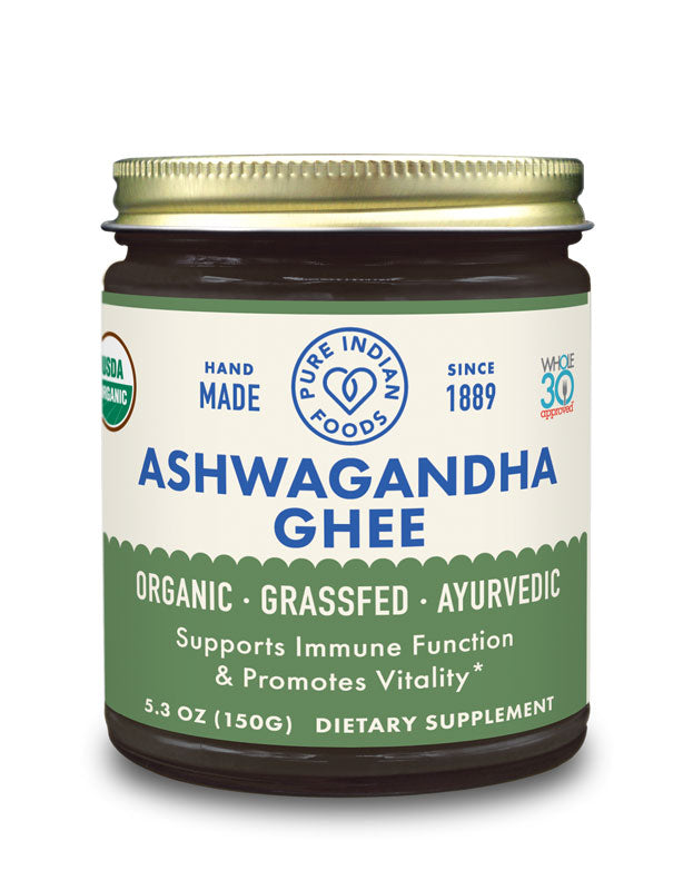 Ashwagandha Ghee 5.3 oz, Certified Organic, Herbal Supplements from Pure Indian Foods