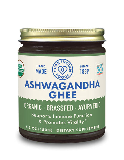 Ashwagandha Ghee 5.3 oz, Certified Organic, Herbal Supplements from Pure Indian Foods