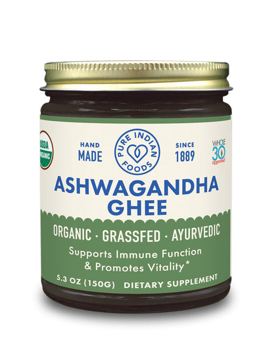 Ashwagandha Ghee 5.3 oz, Certified Organic, Herbal Supplements from Pure Indian Foods