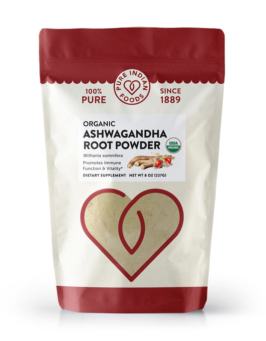 Ashwagandha Root Powder, Certified Organic - 8 oz, Vitamins & Supplements from Pure Indian Foods