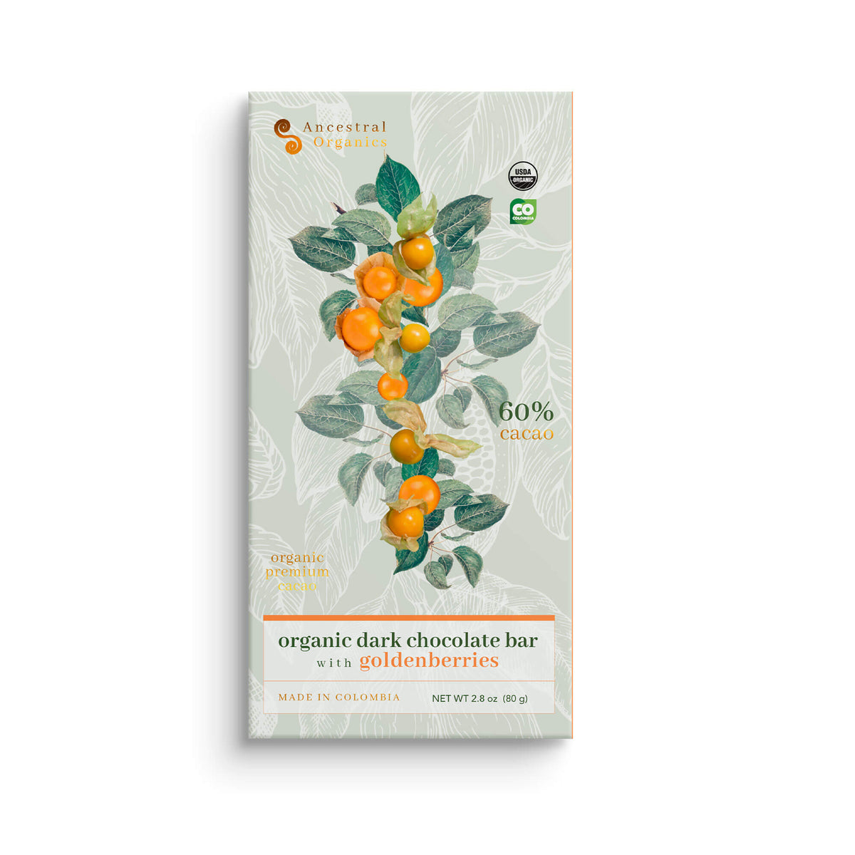 Organic Dark Chocolate Bar with Goldenberries by Ancestral Organics