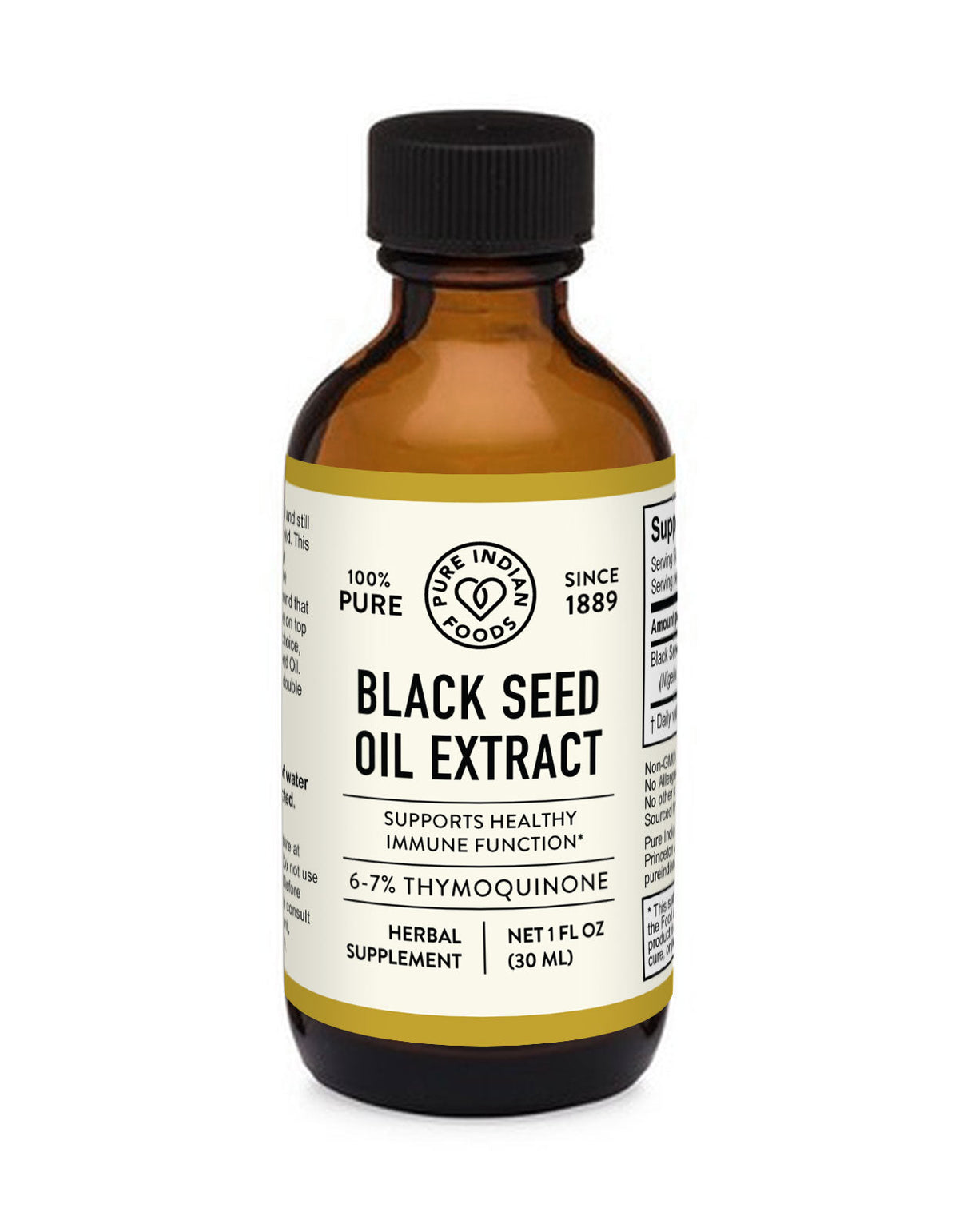 Black Seed Oil Extract (6-7% Thymoquinone) - 1 fl oz (30 mL), Vitamins & Supplements from Pure Indian Foods