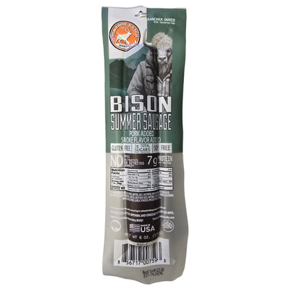 Bison Hickory Smoked Summer Sausage (6 oz.), Meat from Pearson Ranch Jerky