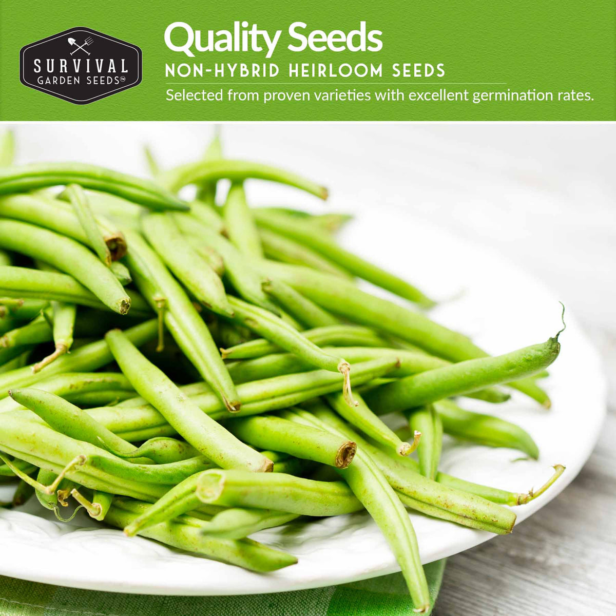 Bean Seed Collection – Contender Bush Beans, Kentucky Wonder Pole Beans & Henderson Lima Beans, image 3 of 5
