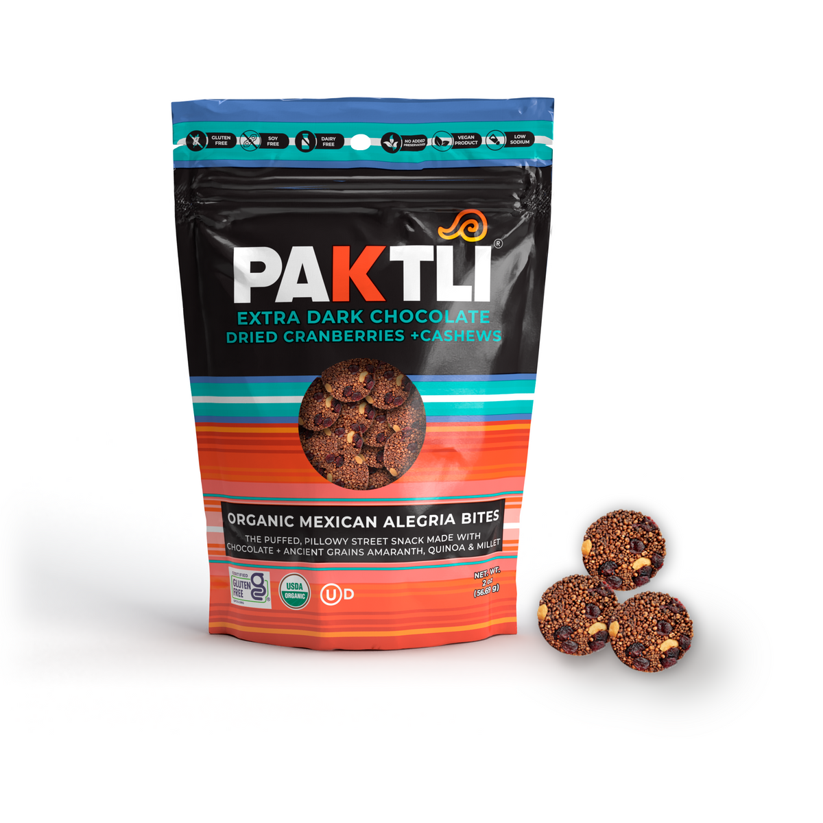 NEW Extra Dark Chocolate Alegria Bites w/ Cranberries + Cashews
