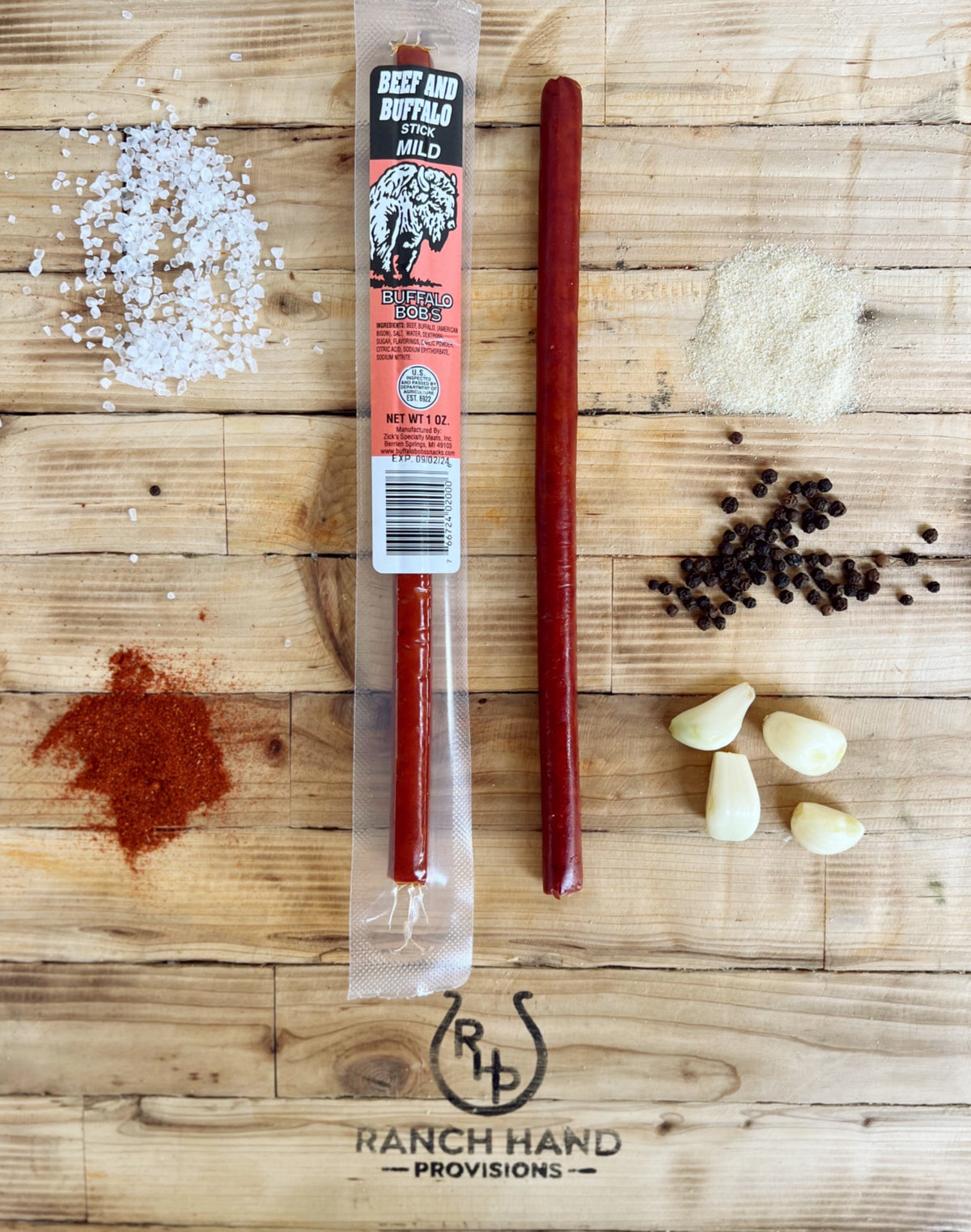 Buffalo and Beef Jerky Stick — Mild, Meat from Ranch Hand Provisions