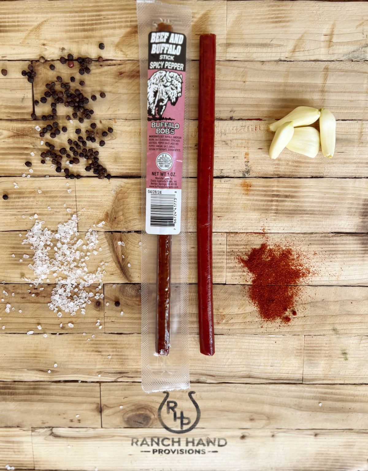 Buffalo and Beef Jerky Stick — Spicy | Buffalo Bob's, Meat from Ranch Hand Provisions
