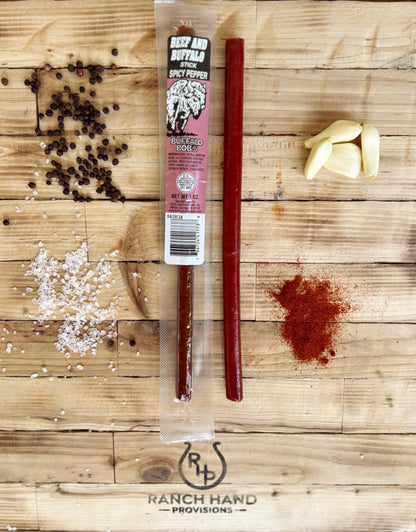 Buffalo and Beef Jerky Stick — Spicy | Buffalo Bob's, Meat from Ranch Hand Provisions