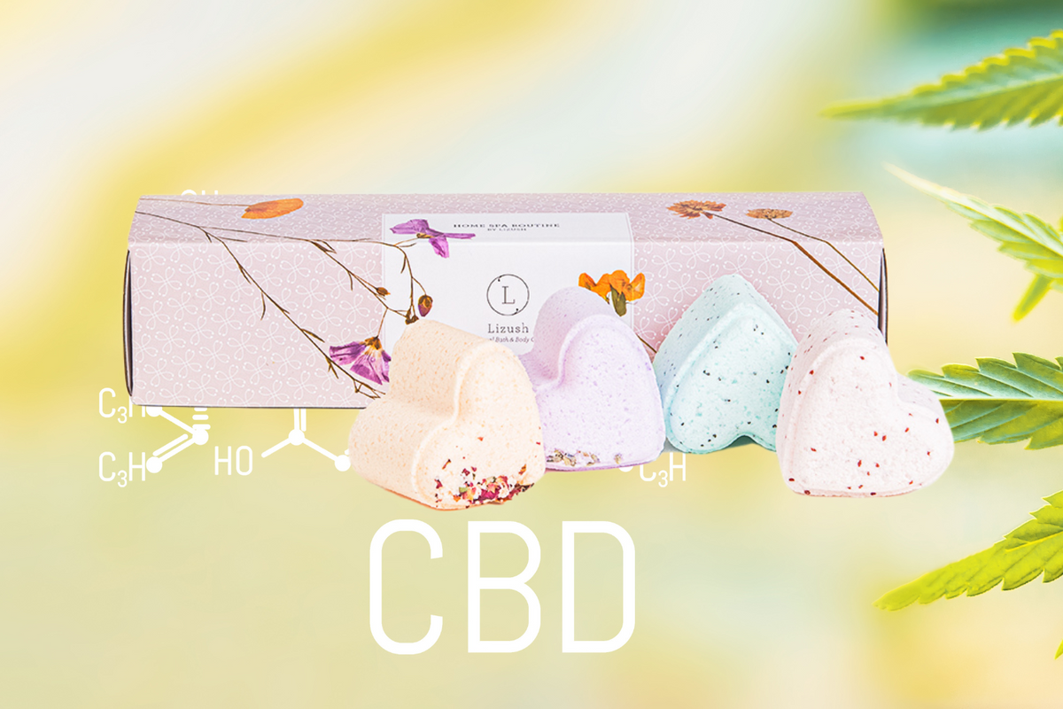 Valentine's Bath Bombs with CBD - 5 Hearts Shaped with CBD - in a Gift Box (THC free), Gift Box from Lizush