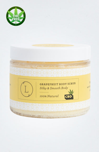 CBD Grapefruit Body Salt Scrub with CBD - Moisturizing and fresh (THC free), Health & Beauty from Lizush
