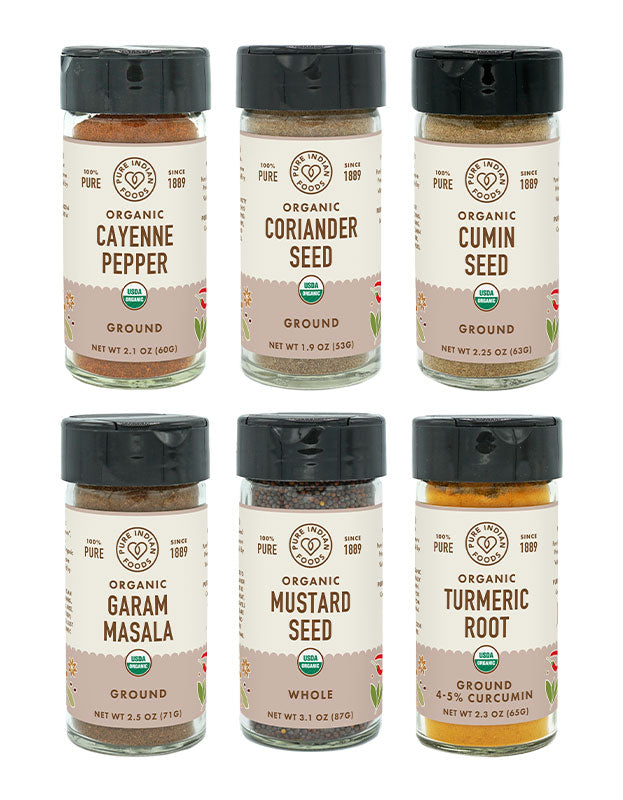 Combo Pack of 6 Spices, Herbs & Spices from Pure Indian Foods