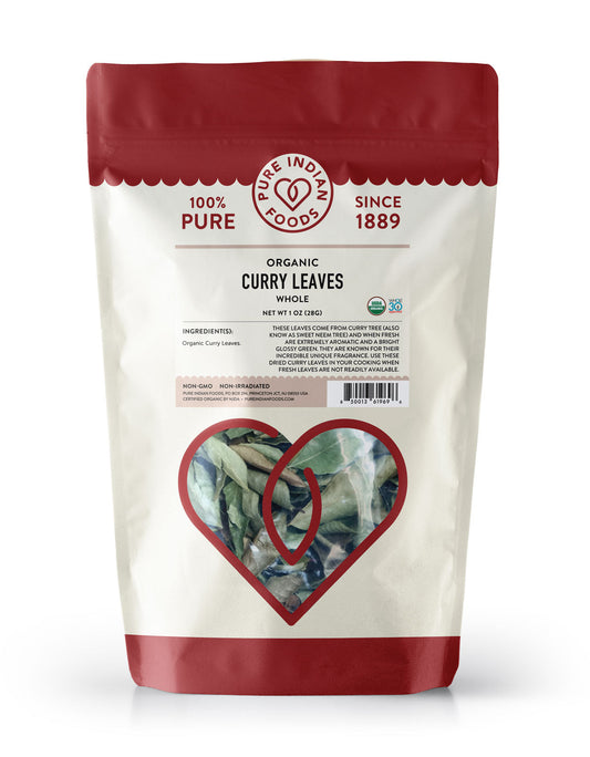 Curry Leaves, Dried, Certified Organic - 1 oz, Herbs & Spices from Pure Indian Foods