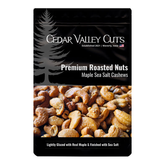 Maple Sea Salt Cashews, Snacks from Cedar Valley Cuts