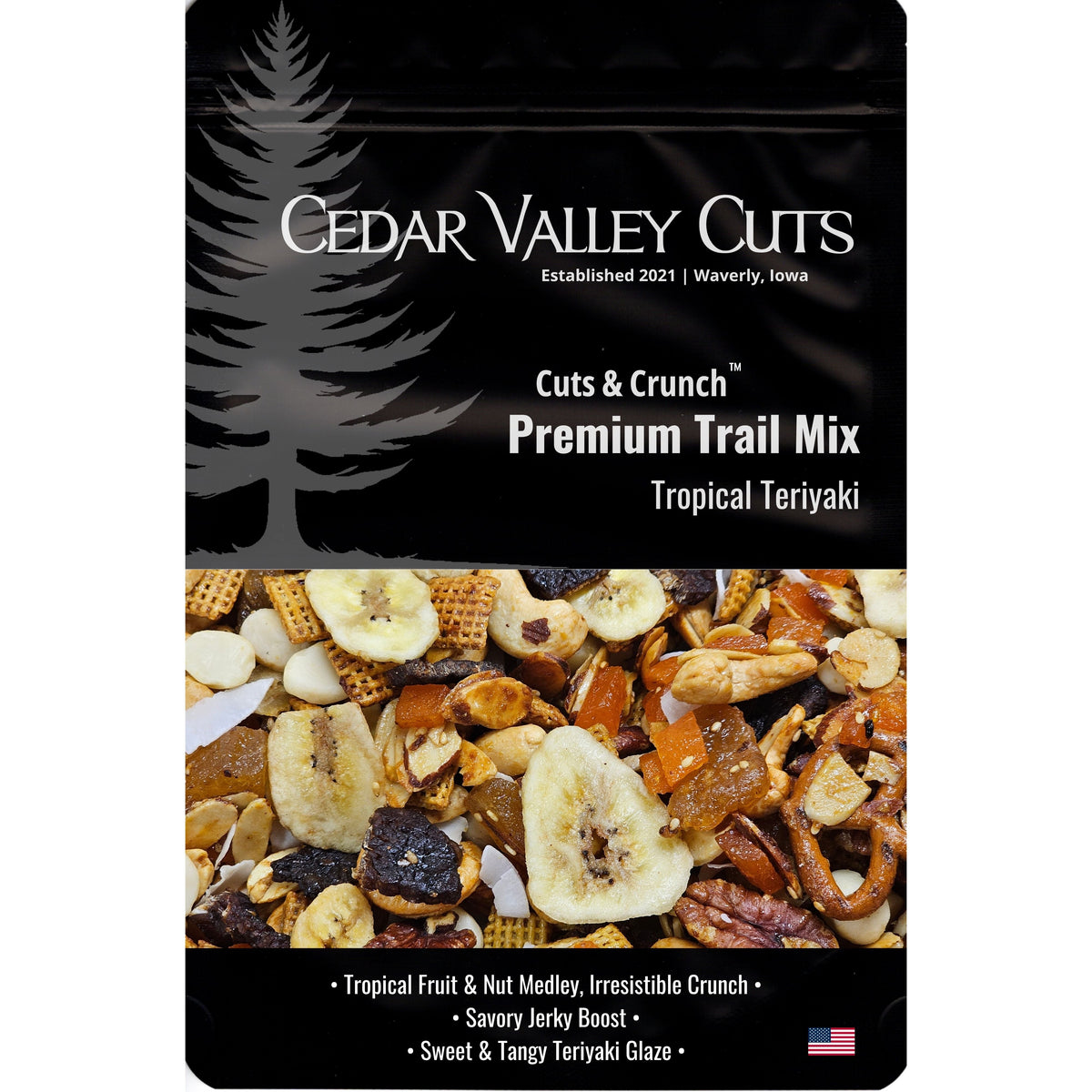 Cuts & Crunch™: Tropical Teriyaki Premium Trail Mix, Snacks from Cedar Valley Cuts