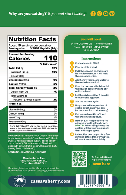 Gluten-Free Loaded Cookie Mix | Plant-Based, Pantry from Cassavaberry®