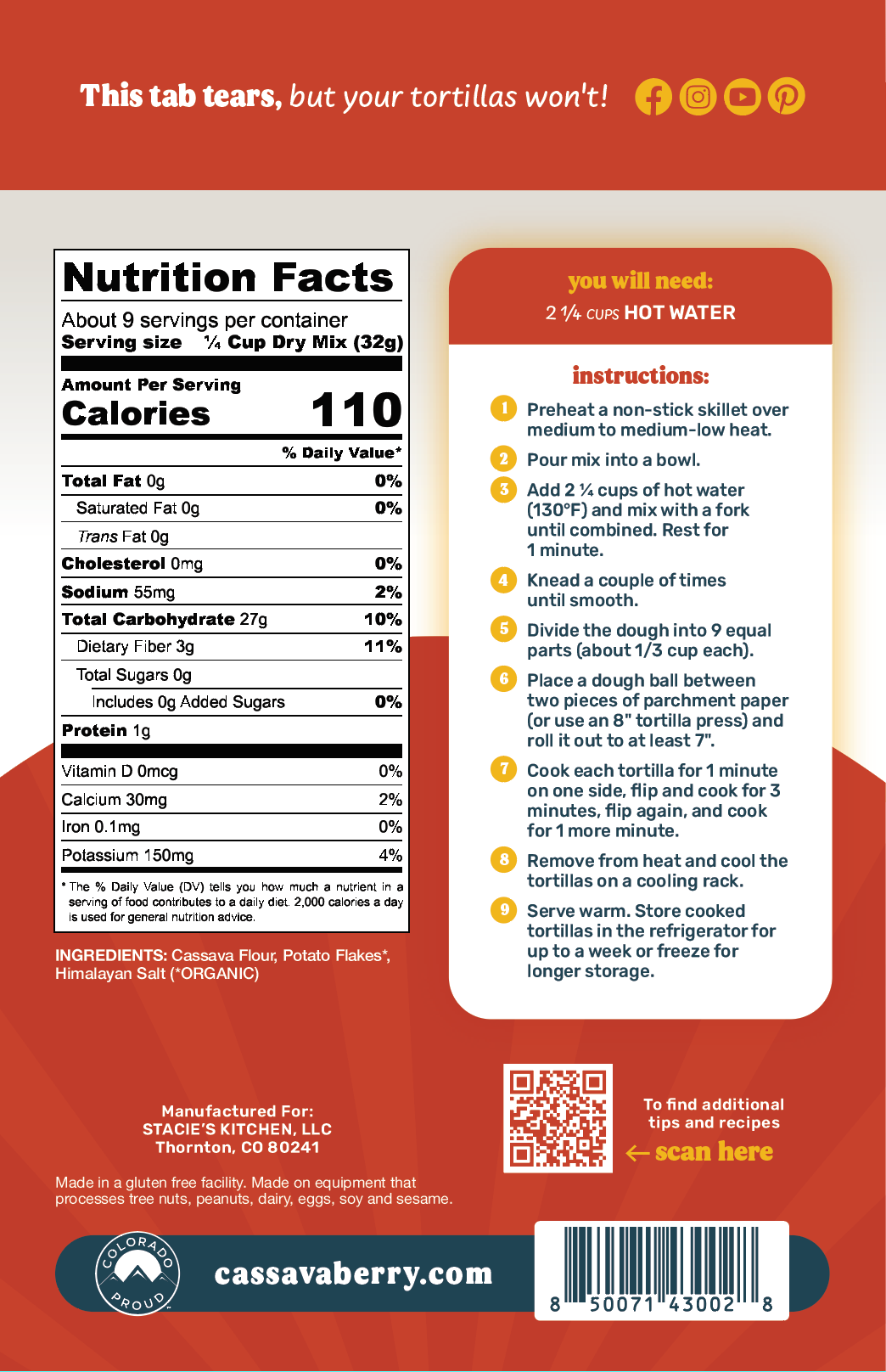 Gluten-Free Flour Tortilla Mix | Grain-Free, Pantry from Cassavaberry®
