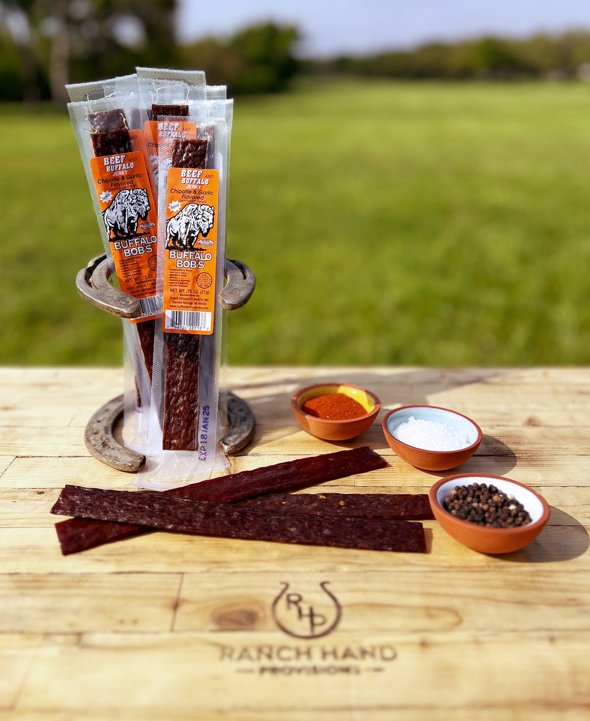 Buffalo and Beef Jerky — Chipotle & Garlic | Buffalo Bob's, Meat from Ranch Hand Provisions