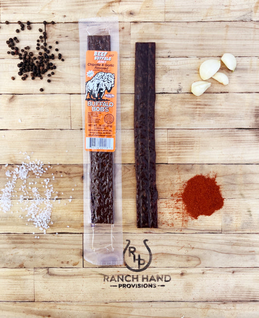 Buffalo and Beef Jerky — Chipotle & Garlic | Buffalo Bob's, Meat from Ranch Hand Provisions