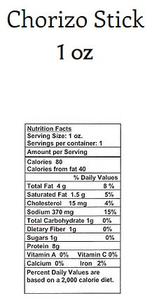 Chorizo Jerky Stick, Meat from Ranch Hand Provisions